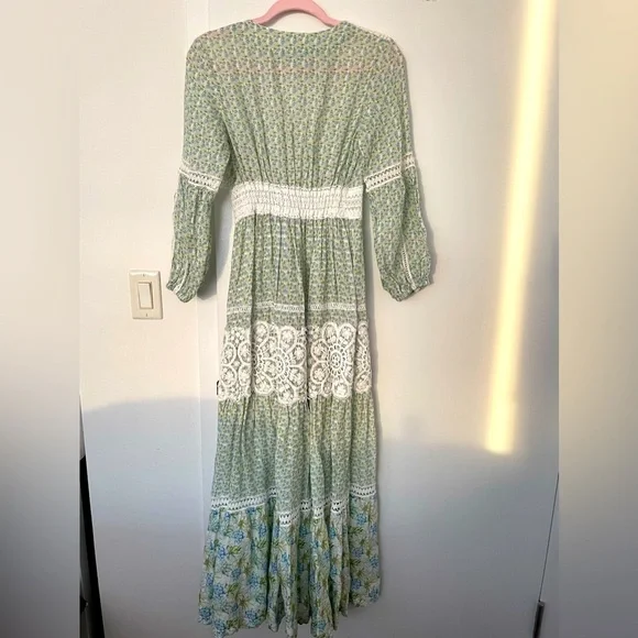 Temptation Positano classic Positano linen blend maxi dress cashmere green